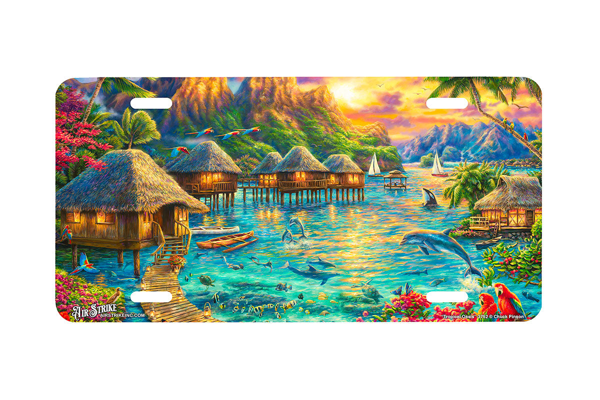 "Tropical Oasis" - Decorative License Plate