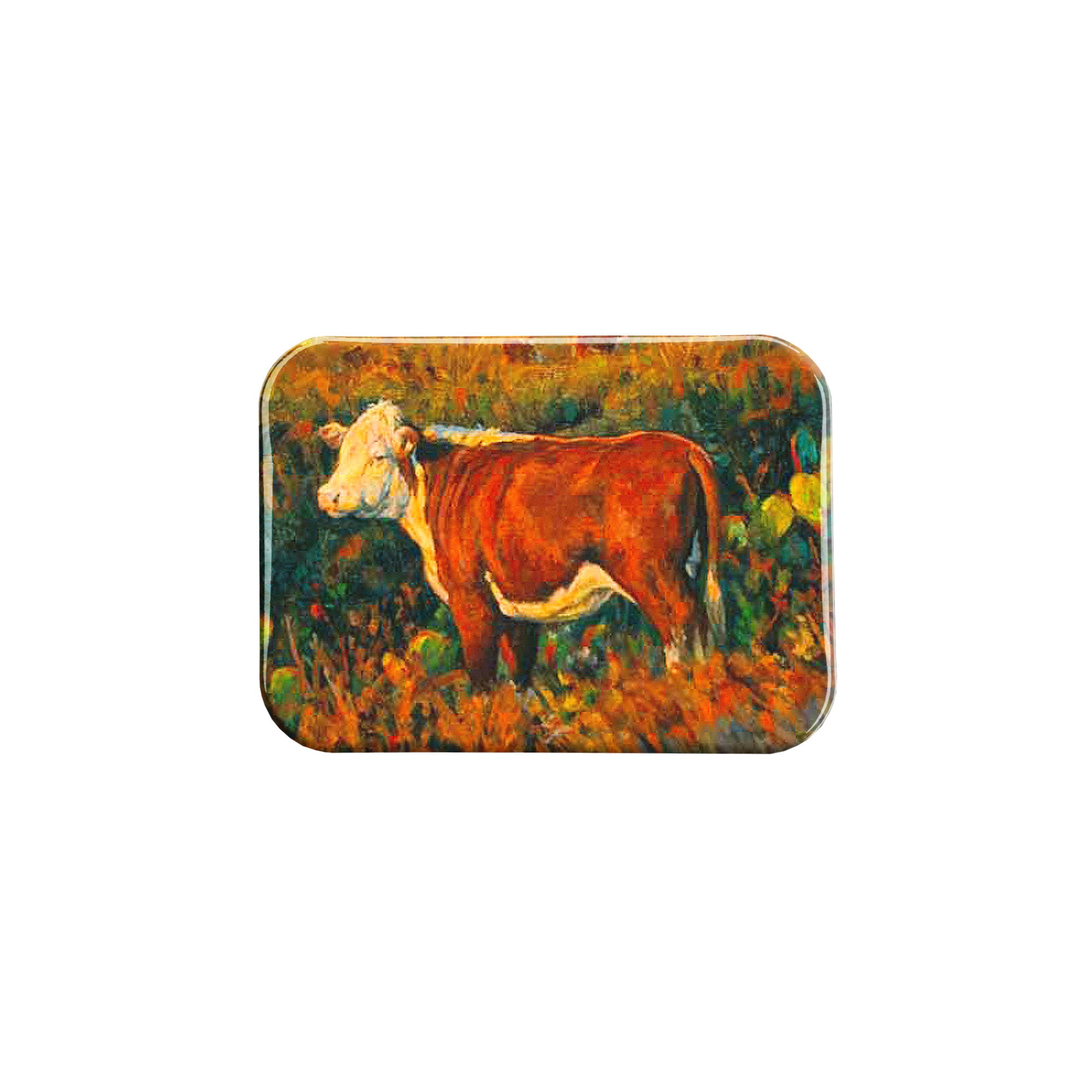 "Young Hereford and Cactus" - 2.5" X 3.5" Rectangle Fridge Magnets