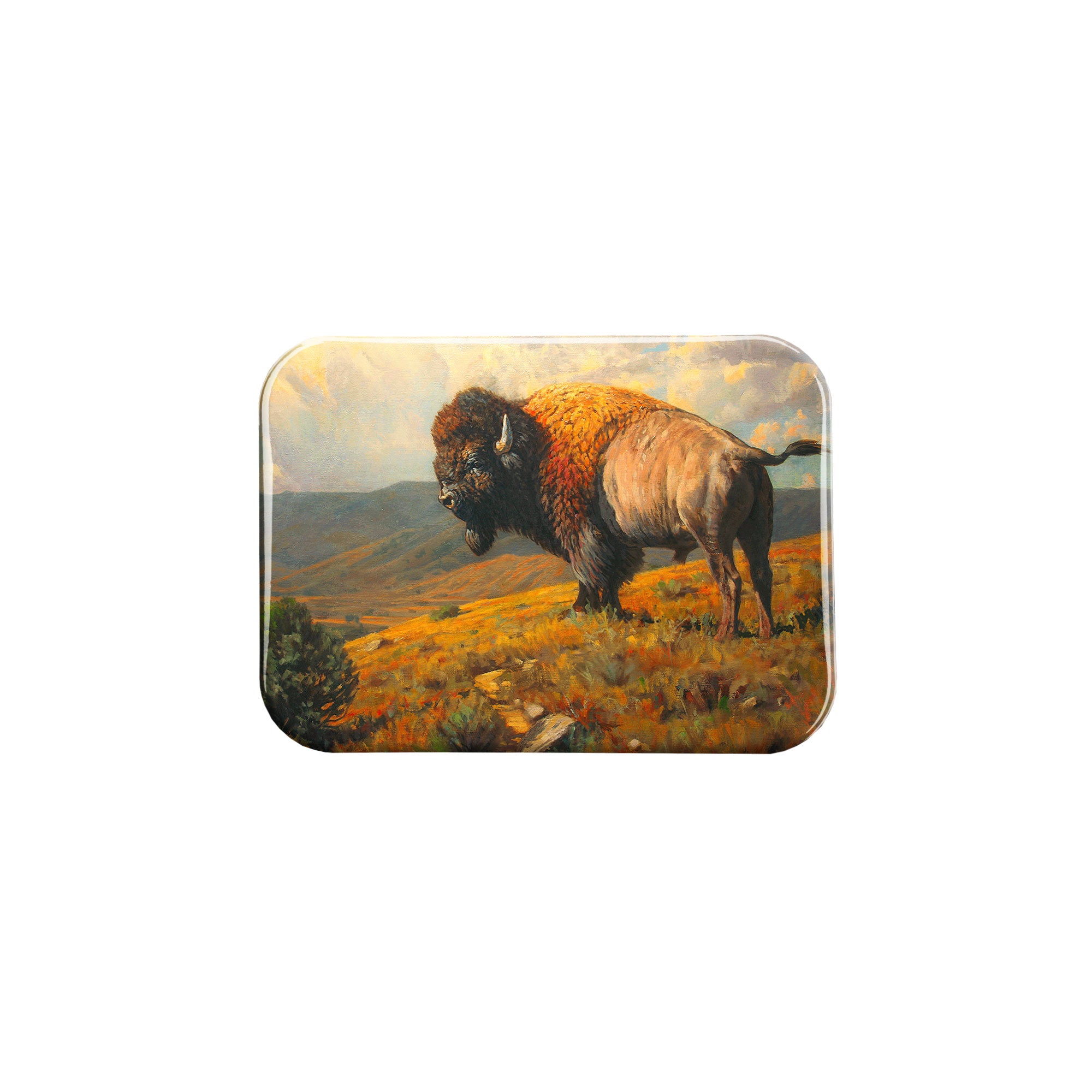 "Lonesome Bison" - 2.5" X 3.5" Rectangle Fridge Magnets