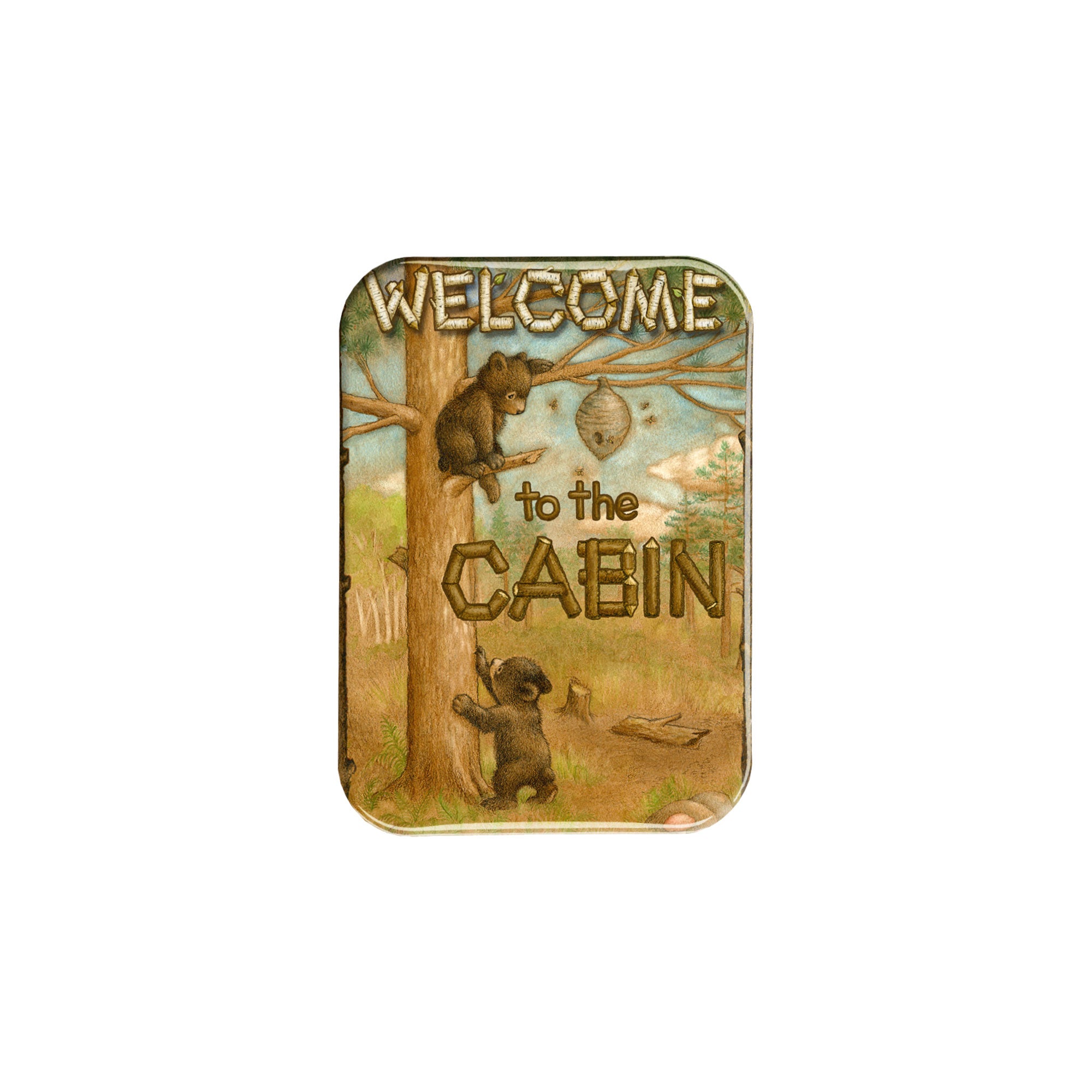 "Bear Cubs Cabin" - 2.5" X 3.5" Rectangle Fridge Magnets