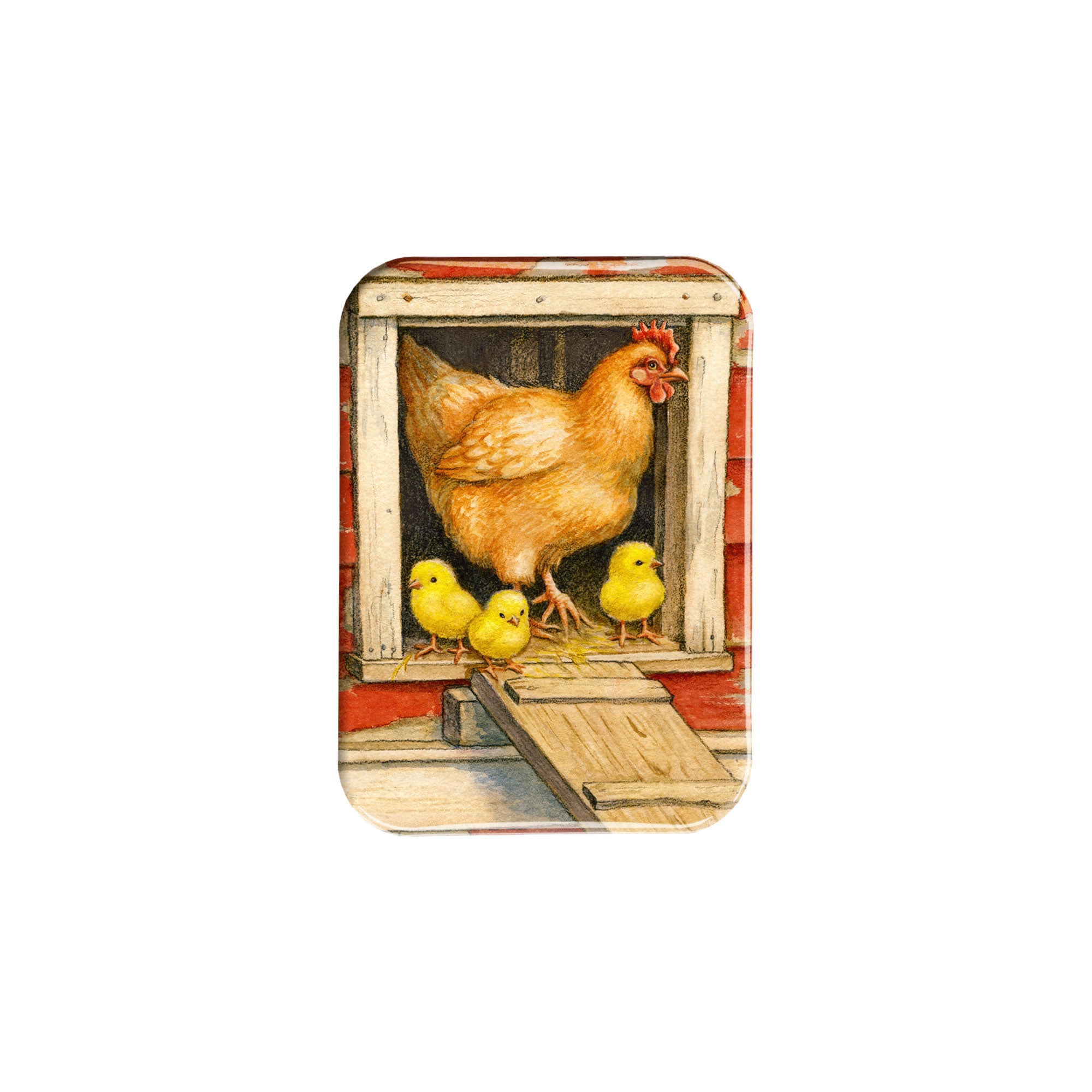 "Hen with Chicks" - 2.5" X 3.5" Rectangle Fridge Magnets