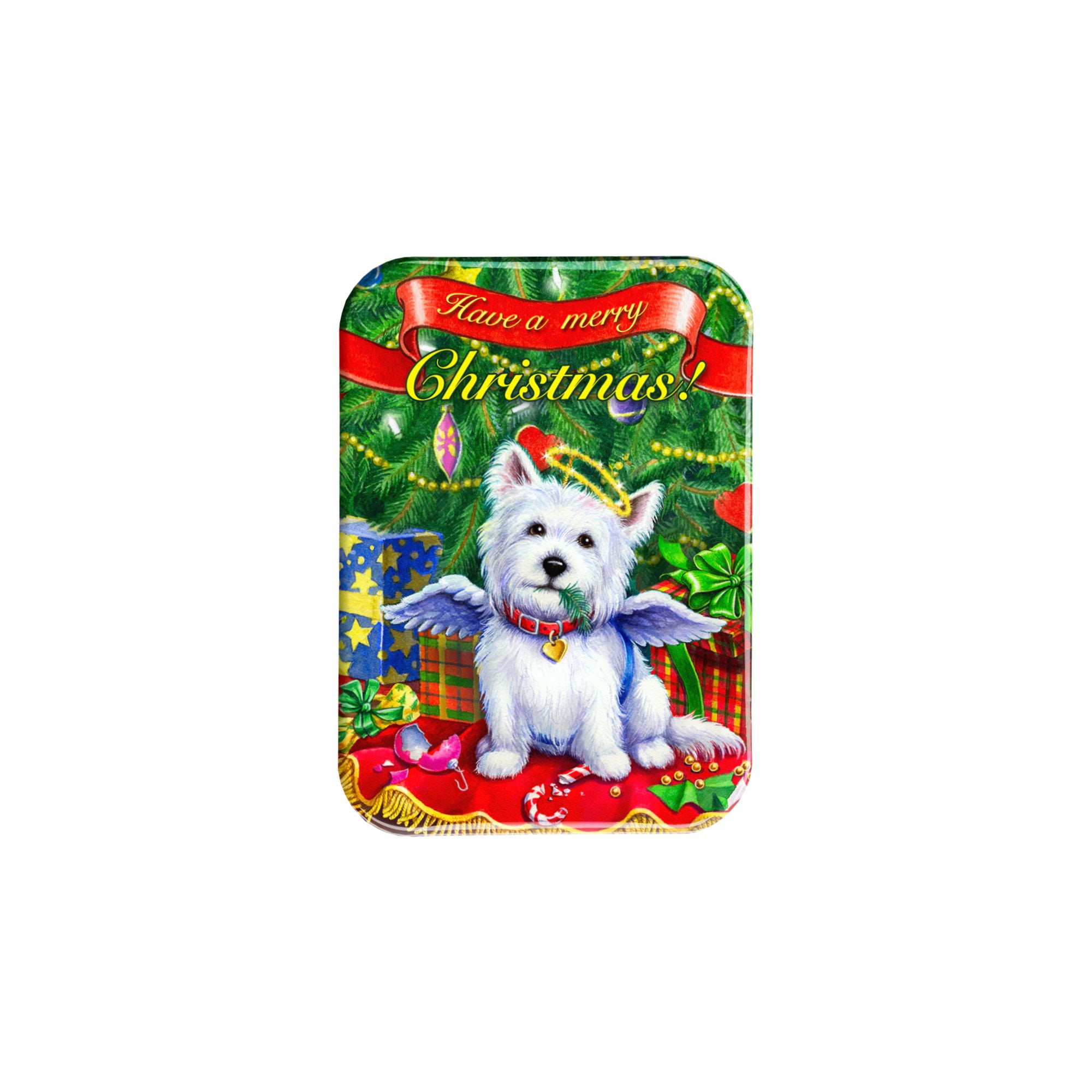 "Christmas Westie Angel" - 2.5" X 3.5" Rectangle Fridge Magnets