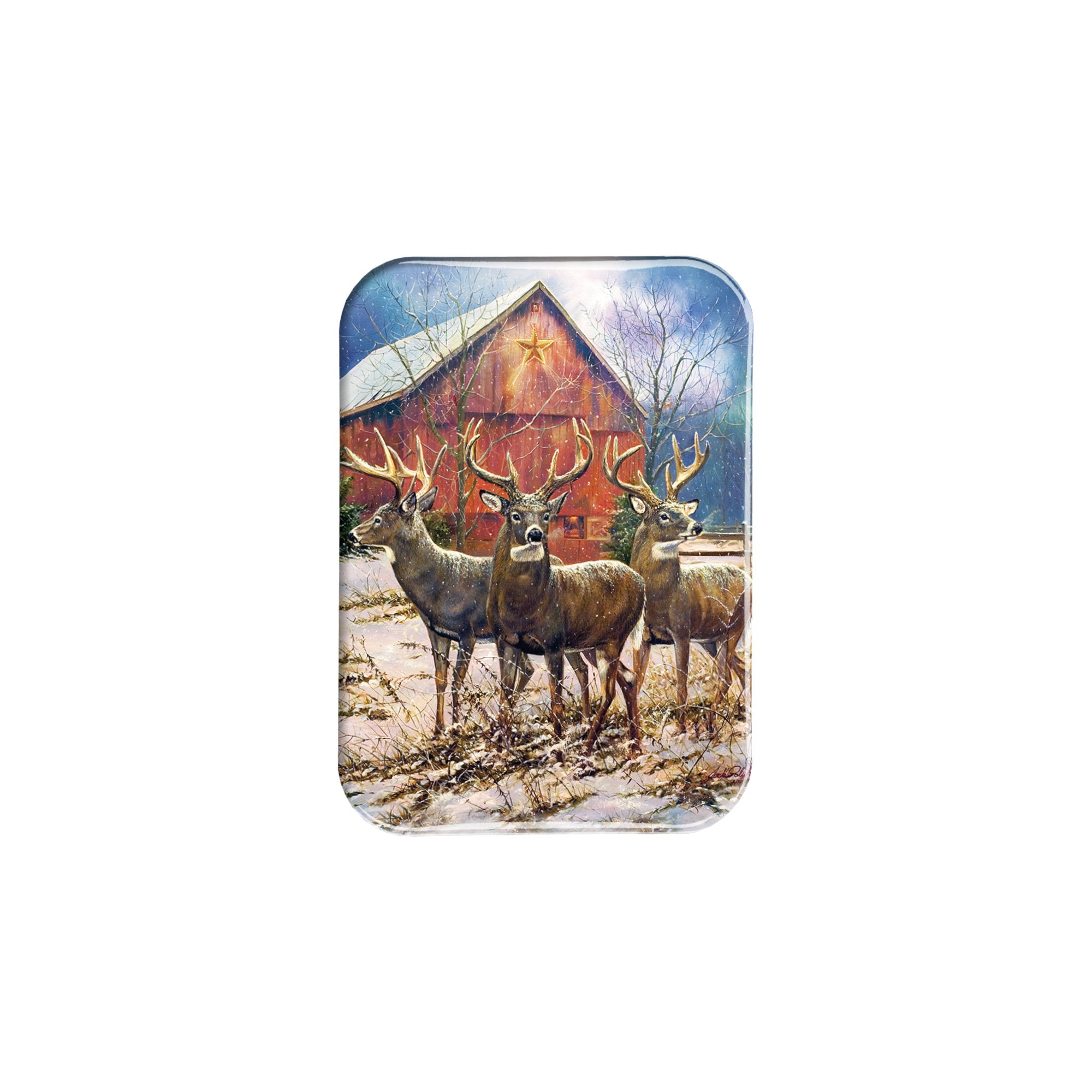 "The Three Kings Red Barn" - 2.5" X 3.5" Rectangle Fridge Magnets