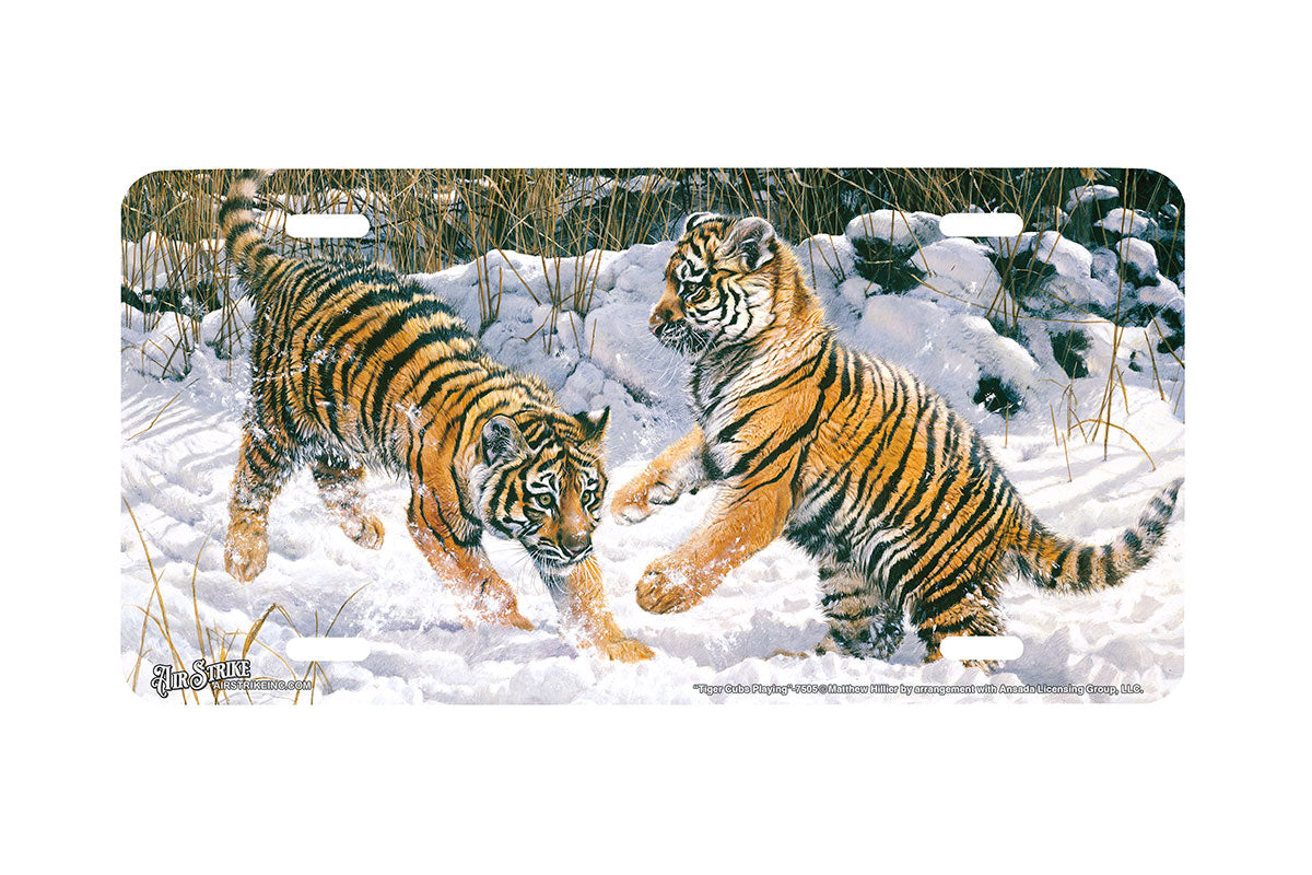 "Tiger Cubs Playing" - Decorative License Plate