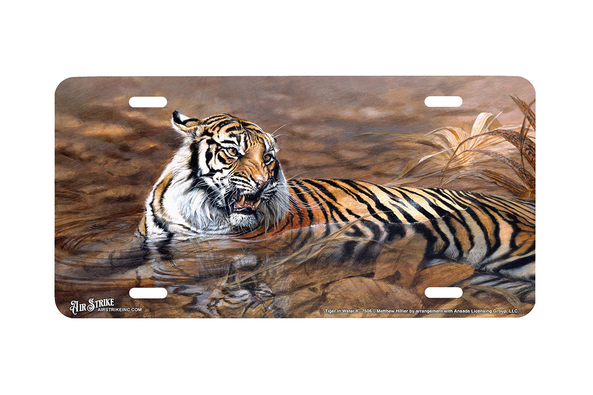 "Tiger in Water II" - Decorative License Plate