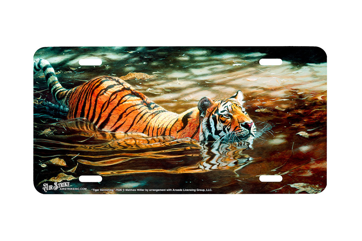 "Tiger Swimming" - Decorative License Plate