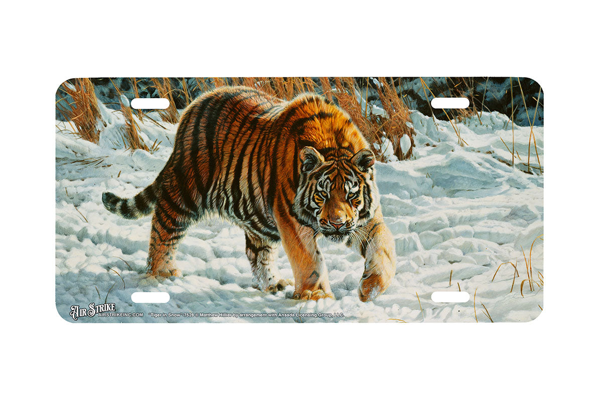 "Tiger in Snow" - Decorative License Plate