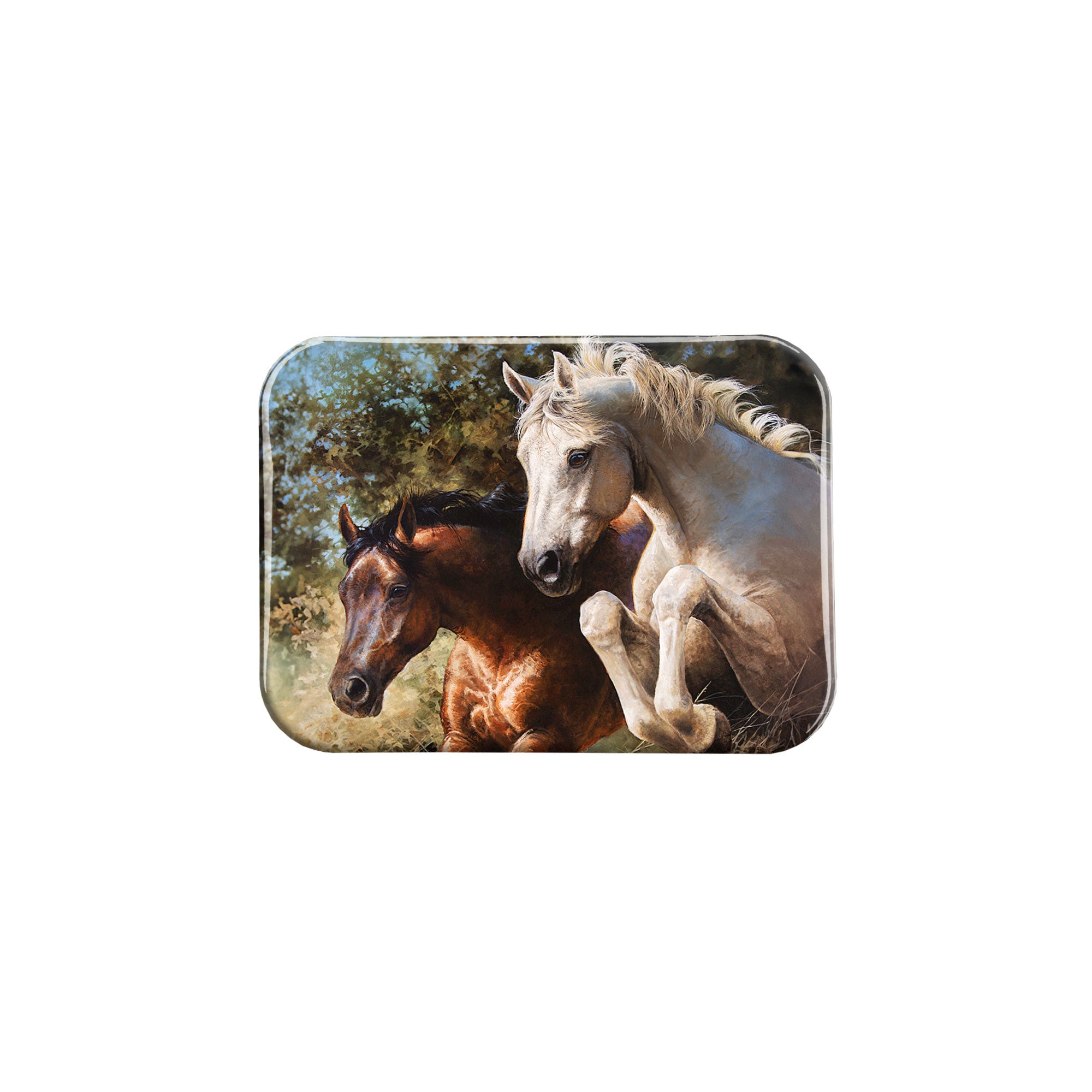 "Horses Jumping" - 2.5" X 3.5" Rectangle Fridge Magnets