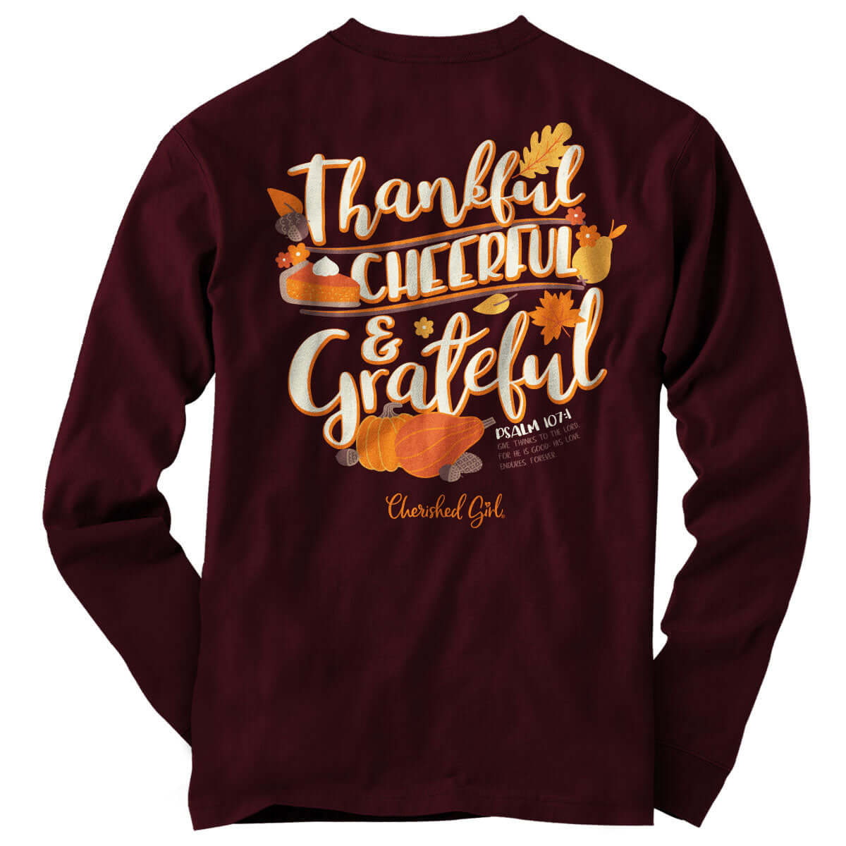 Cherished Girl Womens Long Sleeve T-Shirt Thankful Grateful