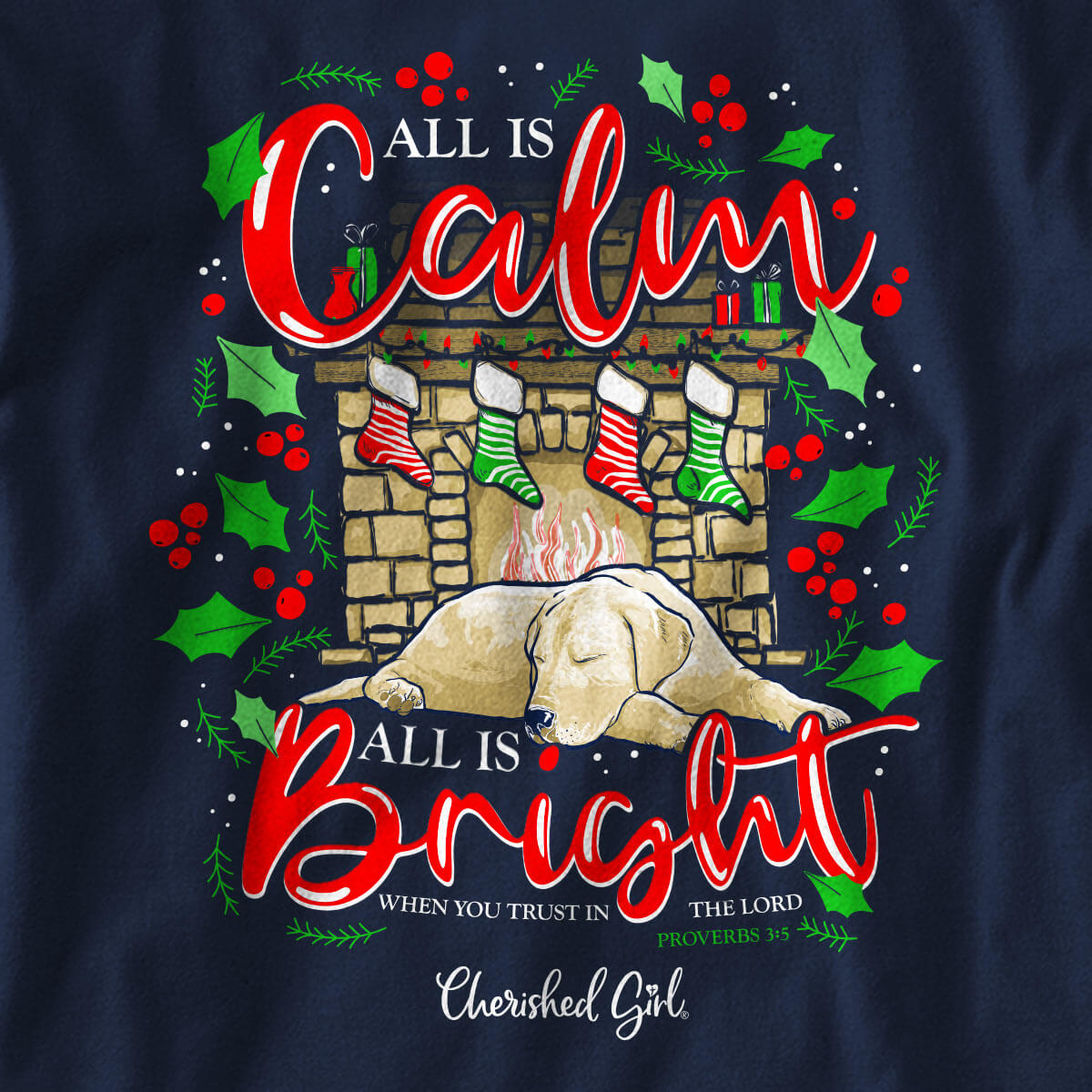 Cherished Girl Womens Long Sleeve T-Shirt Calm And Bright Proverbs 3:5