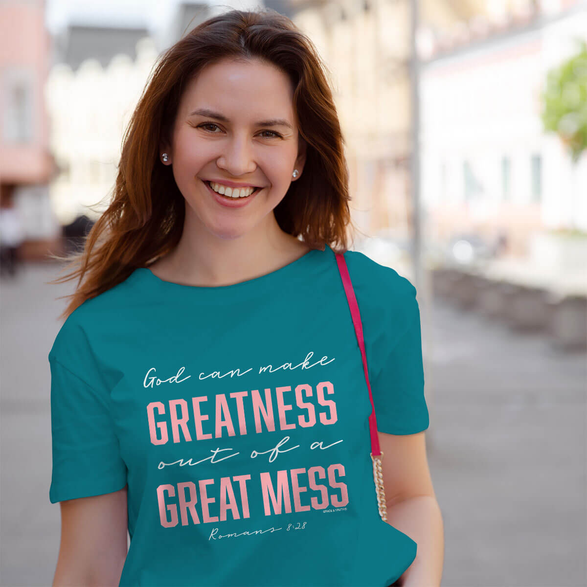 grace & truth Womens T-Shirt Greatness Romans 8:28