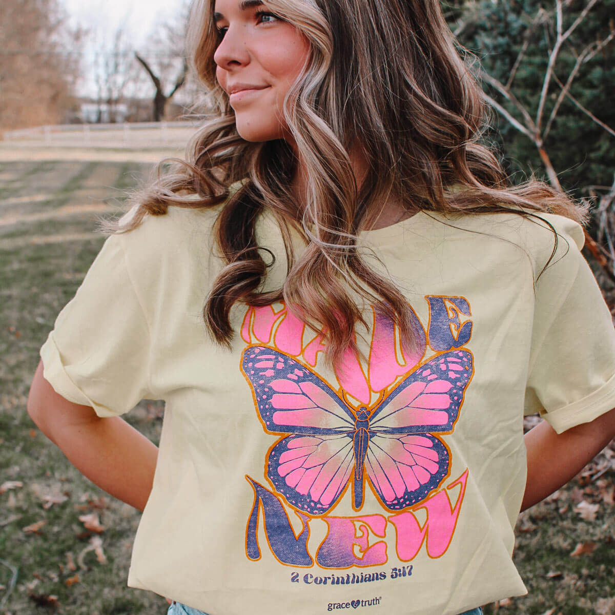 grace & truth Womens T-Shirt Made New Butterfly