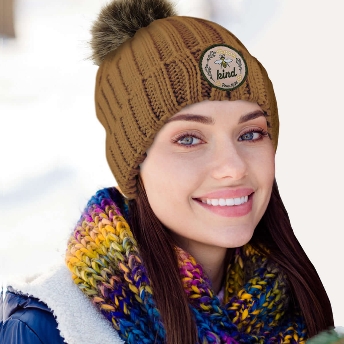 grace & truth Womens Pom Pom Beanie Be Kind