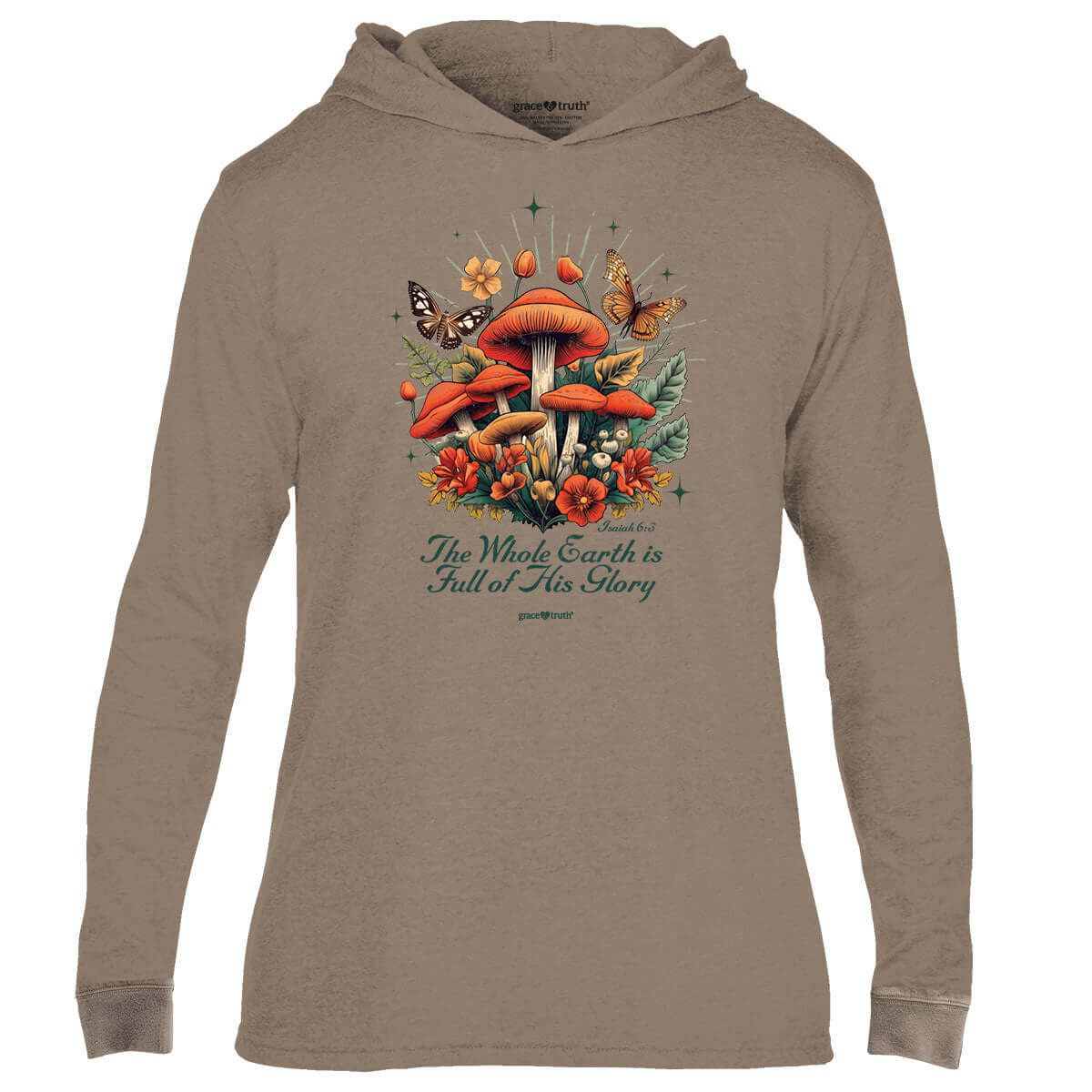 grace & truth Womens Hooded T-Shirt Mushrooms