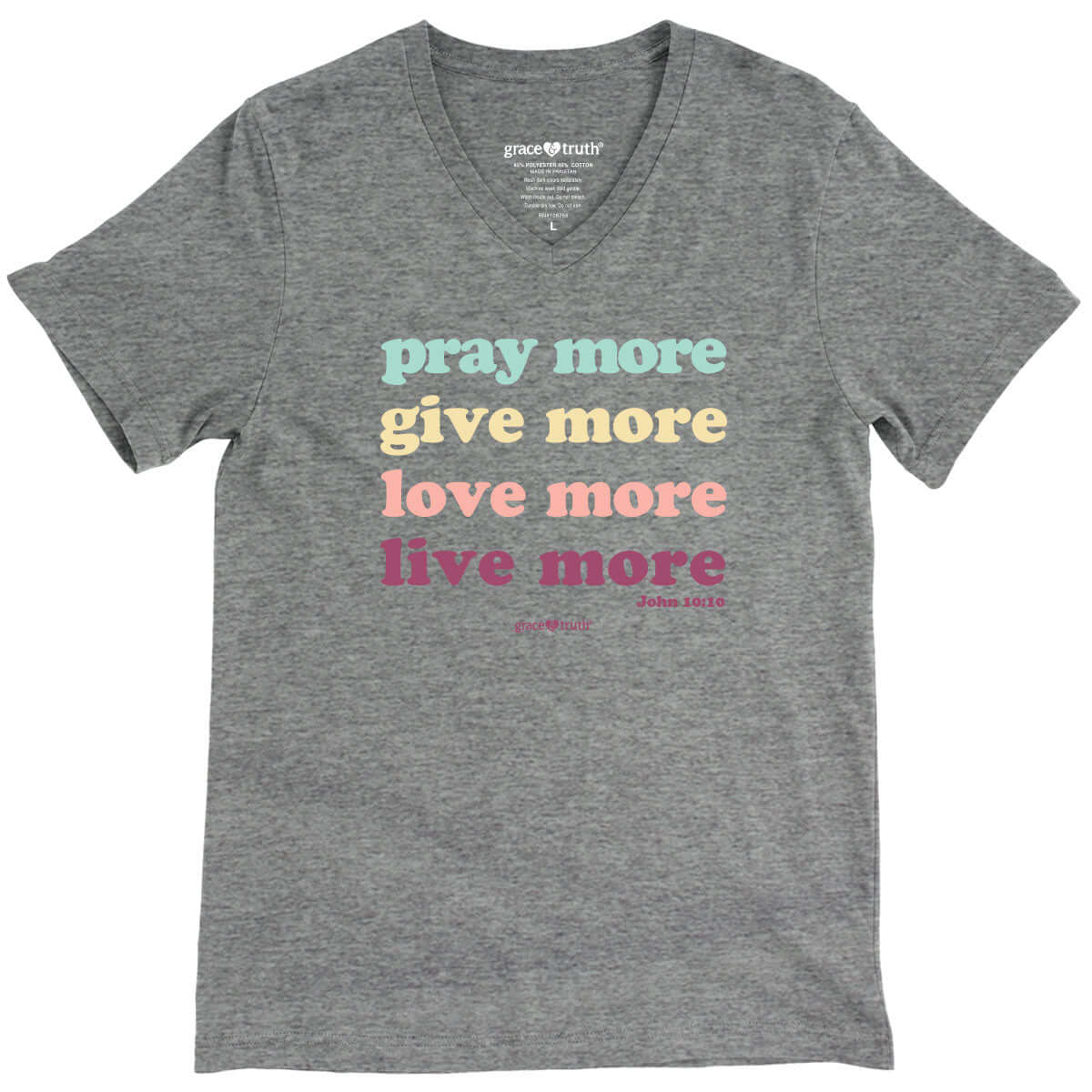 grace & truth Womens V-Neck T-Shirt Pray More