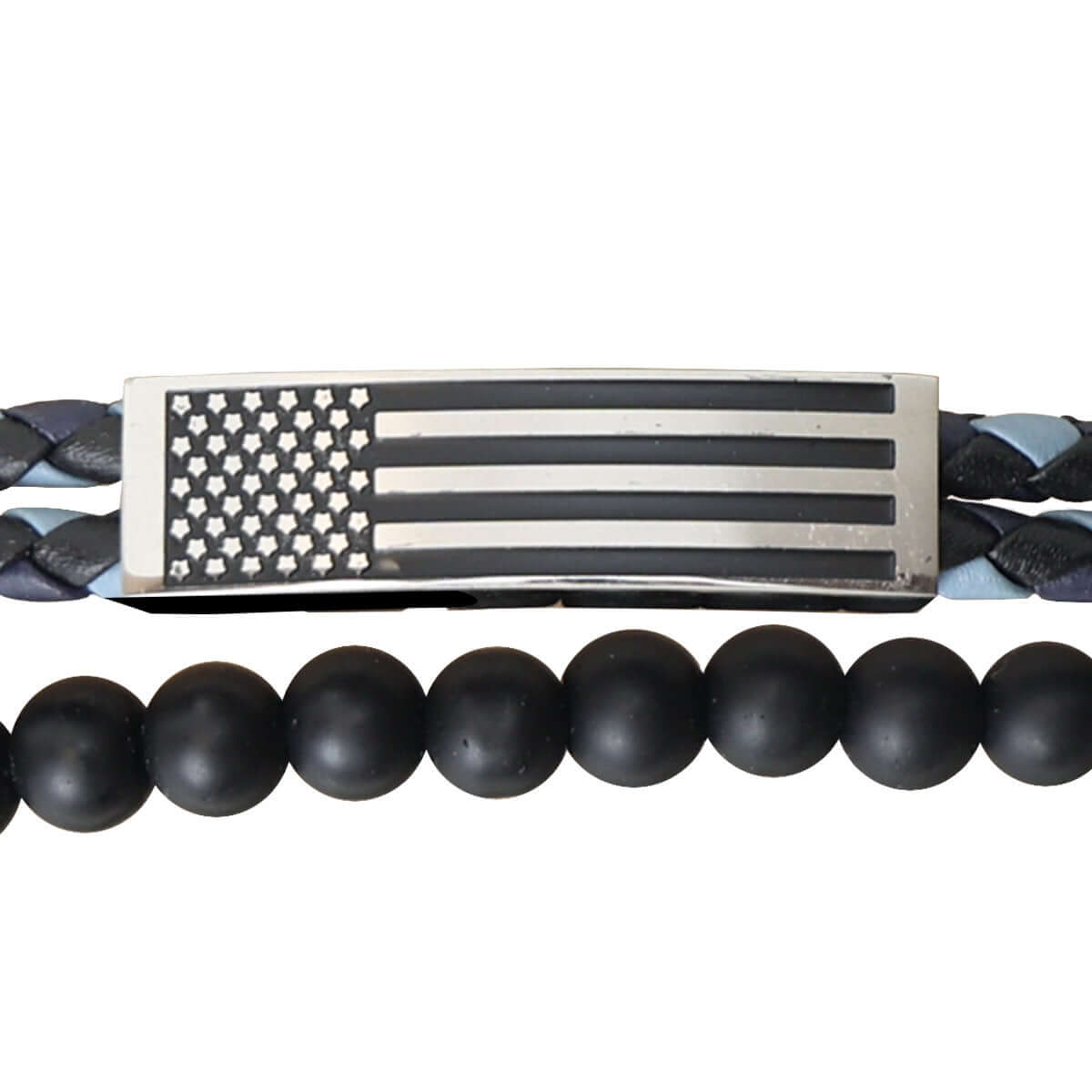 HOLD FAST Mens Bracelet Flag Wrap Braided Bead