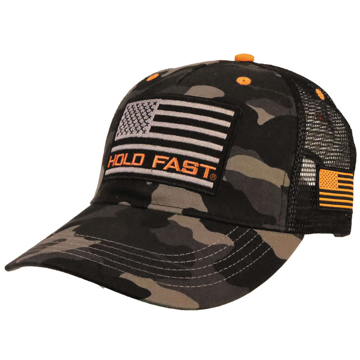 HOLD FAST Mens Cap Camo American Flag