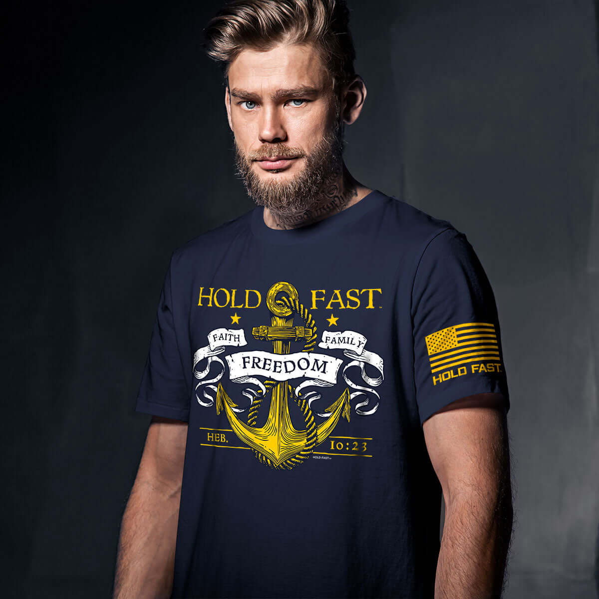 HOLD FAST Mens T-Shirt Anchored to God Hebrews 10:23