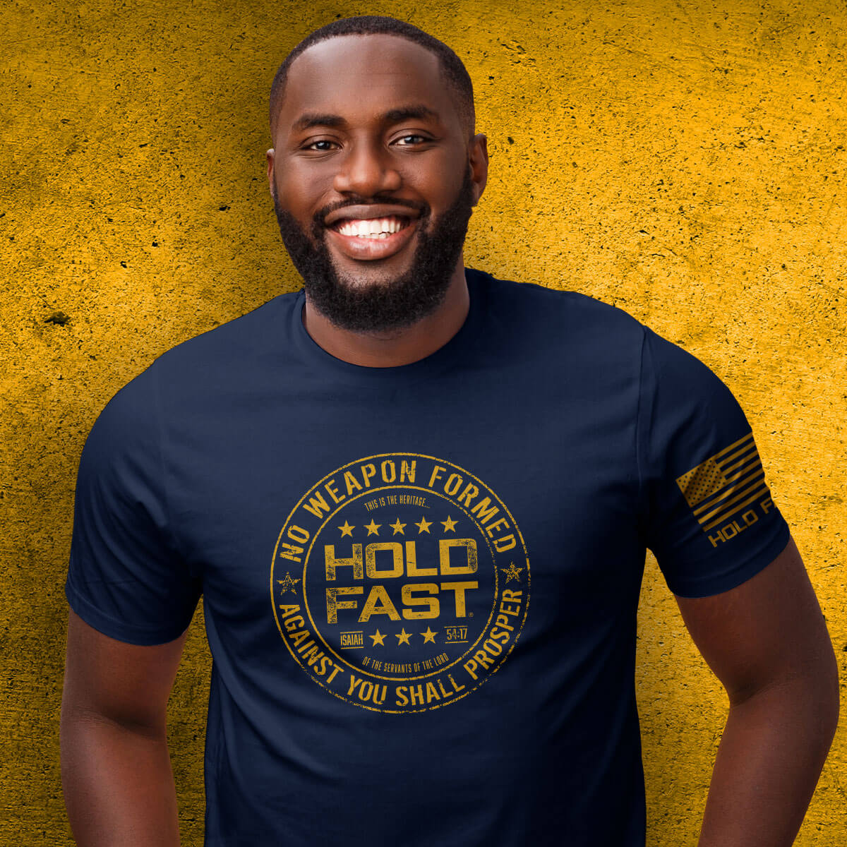 HOLD FAST No Weapon Formed Shall Prosper Christian Shirt for Men