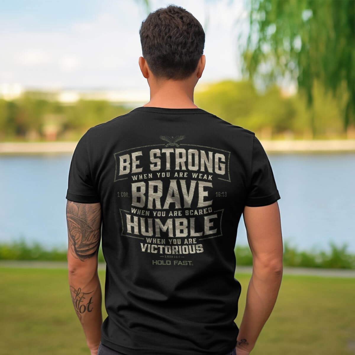 Hold Fast Mens T-Shirt Brave Strong Humble