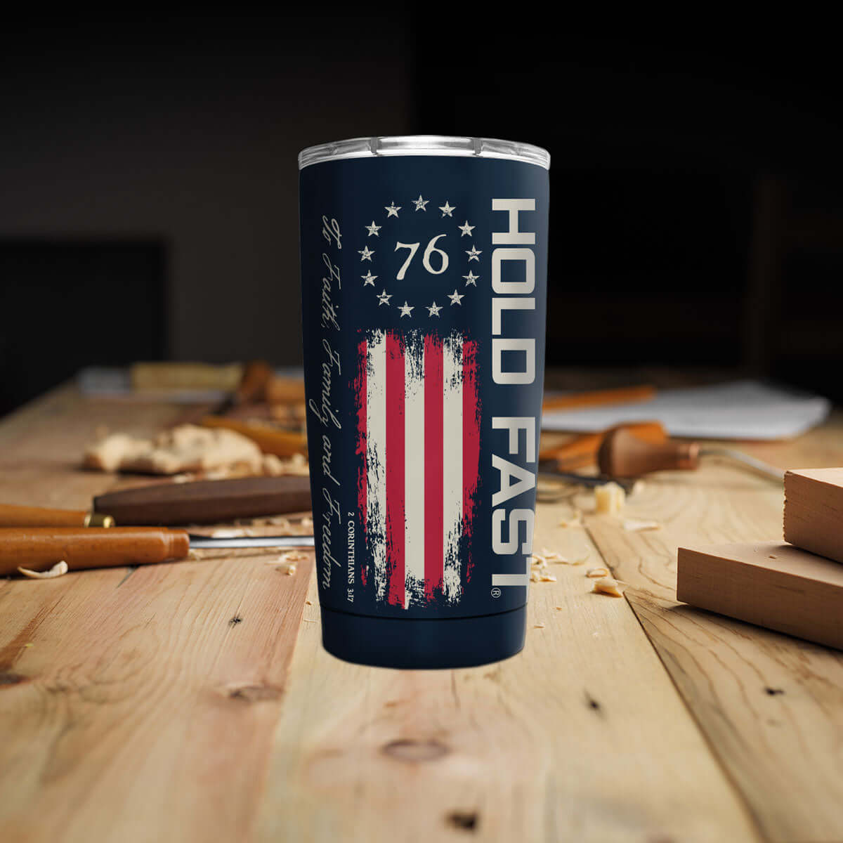 HOLD FAST 20 oz Stainless Steel Tumbler 1776 Flag