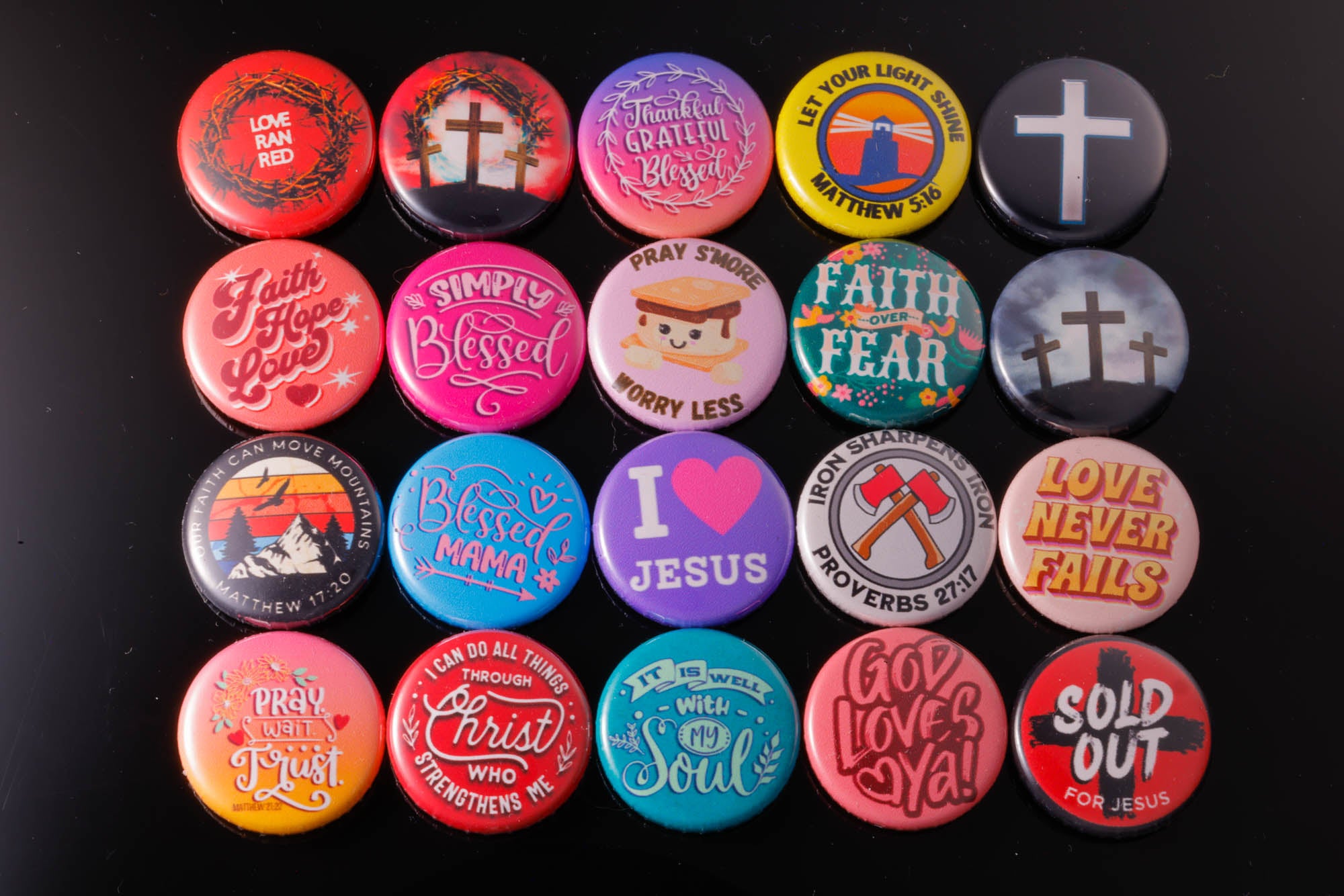 Christian Button Assortment - 20 Pc 1" Buttons